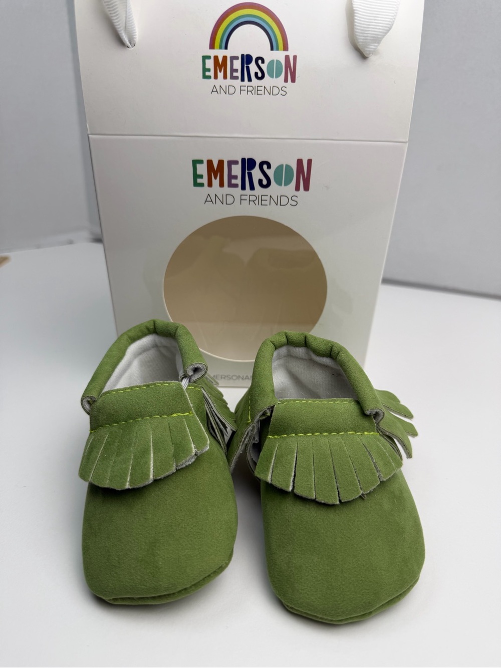 BNIB Emerson & Friends Baby  Moccasins Olive Green 3-6 Months